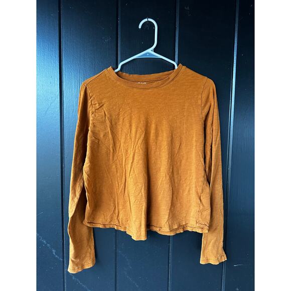 Madewell Rust Long Sleeve Tee Women’s Medium 100 Percent Cotton Basic Top - Picture 1 of 4